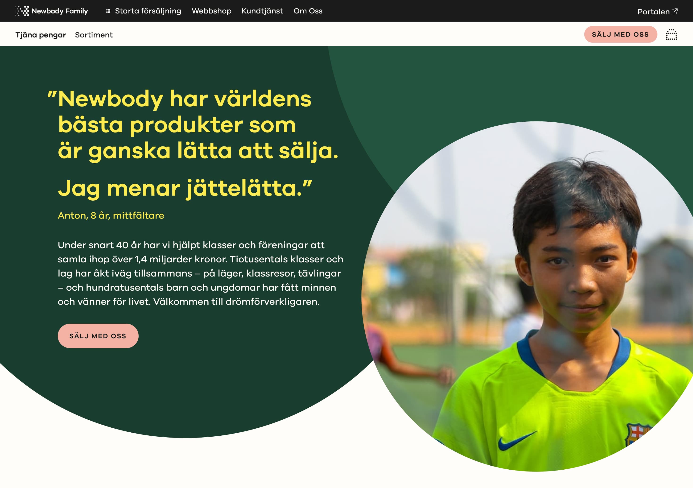 Newbodys sida för att starta försäljning