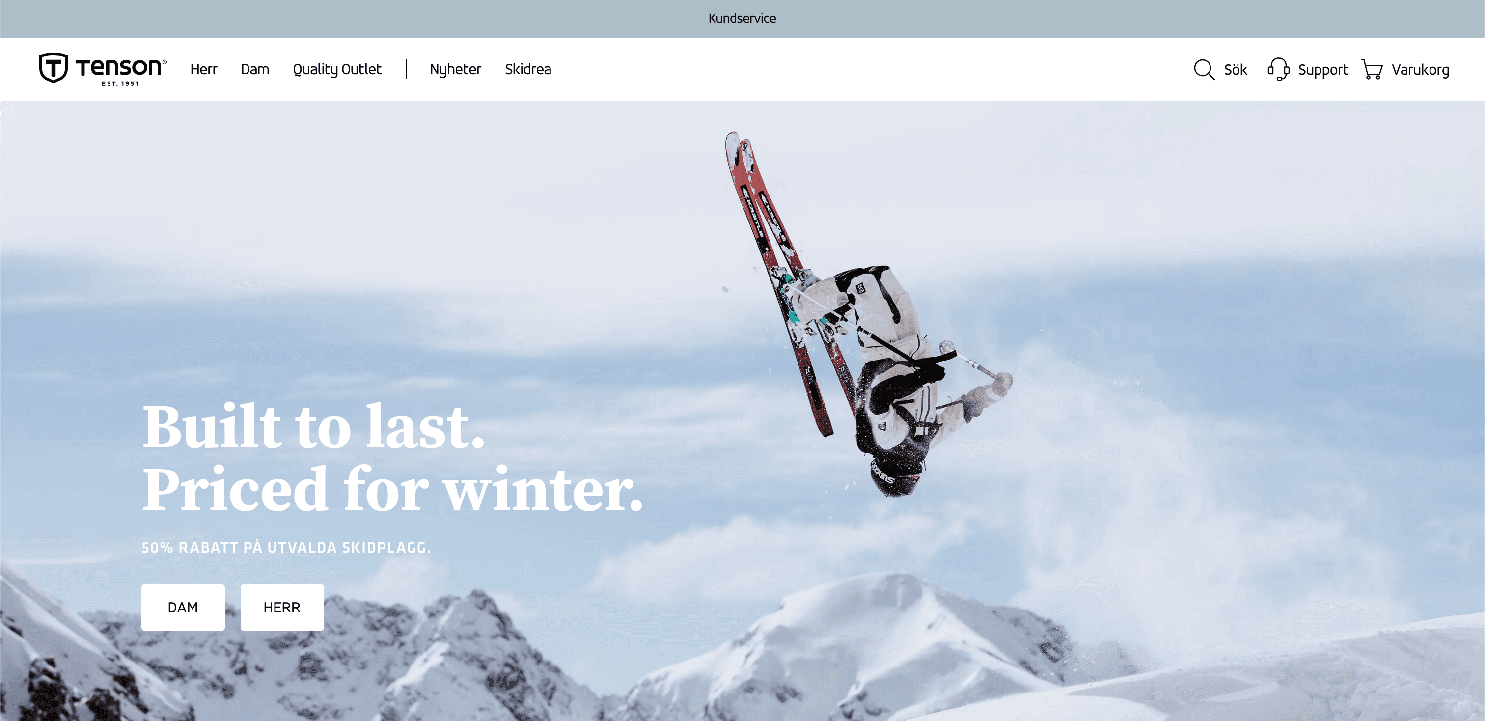 Tenson e-handel webbplats