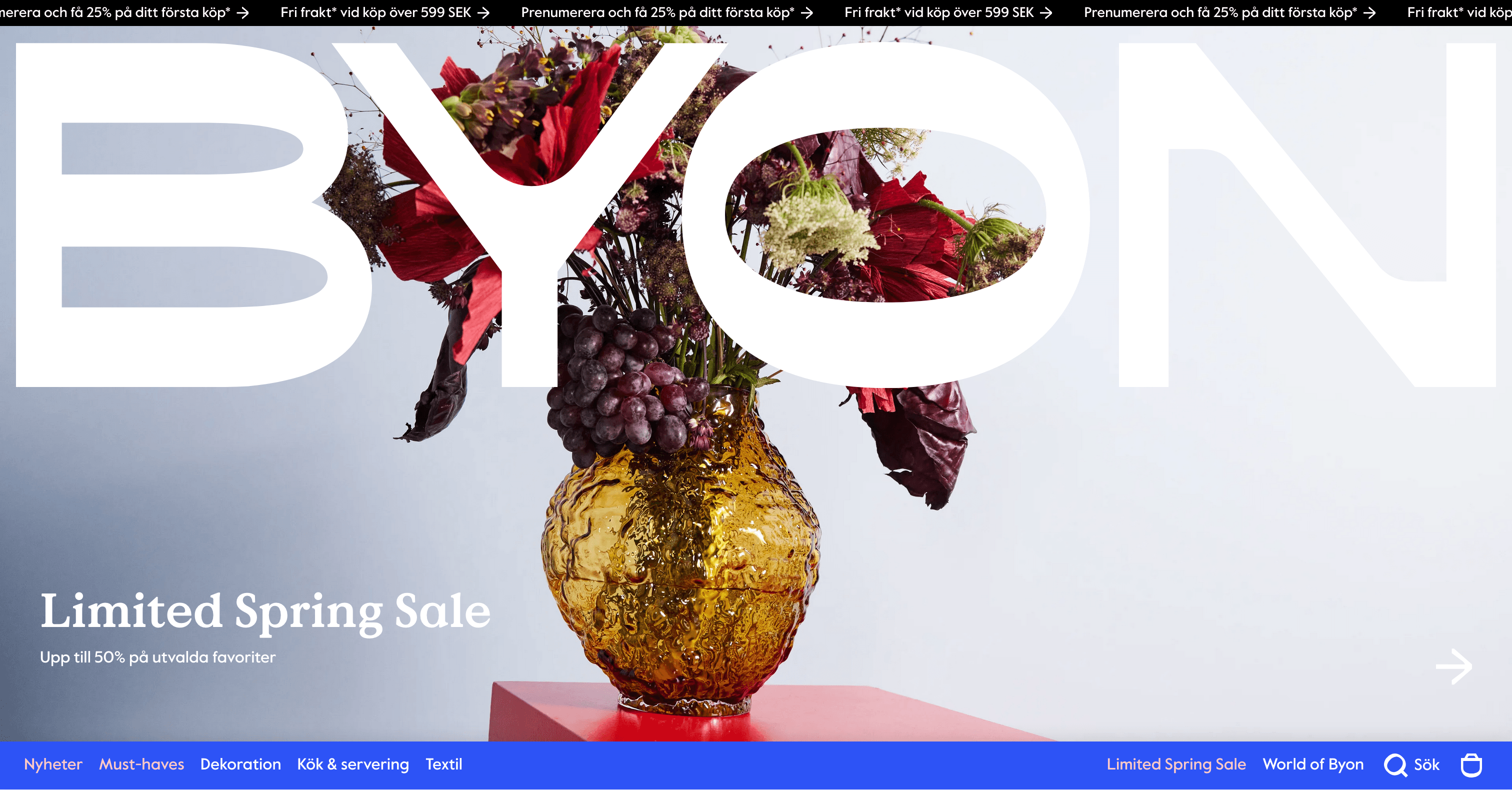 Byon Design e-handel webbplats